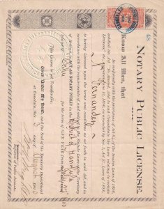 1900, Hawaii: Sc #R2 on Notary Public License, Nice SON, See Remark (45850)