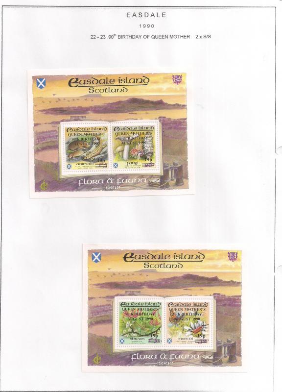 SCOTLAND - EASDALE - 1990 - Queen Mother 90th Birthday - 2 x S/S - MLH