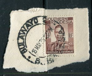 RHODESIA; 1940s early GVI Portrait issue fair POSTMARK PIECE