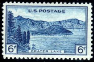 US Stamp #745 MLH - CRATER LAKE, National Park Single