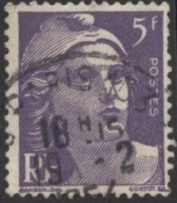 France 650 (used) 5fr Marianne, dull violet (1951)