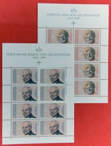 ZAYIX - 1990 Liechtenstein 928-929 MNH miniature sheets - royalty 0209-1532-A47