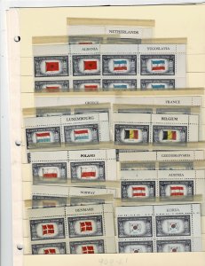 Overrun Countries 1943 US Postage Plate Blocks #909-21 VF MNH