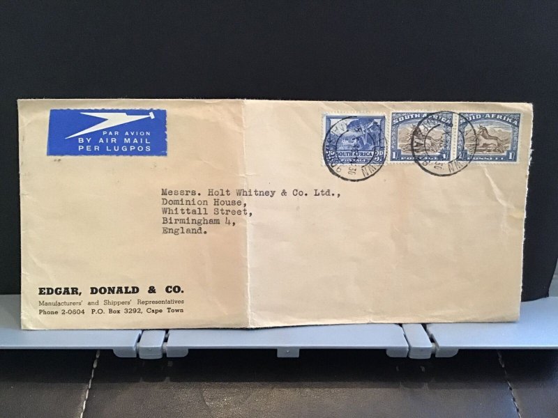 South Africa 1948 Edgar Donald &  Co  Air Mail to England  stamps cover R31453 