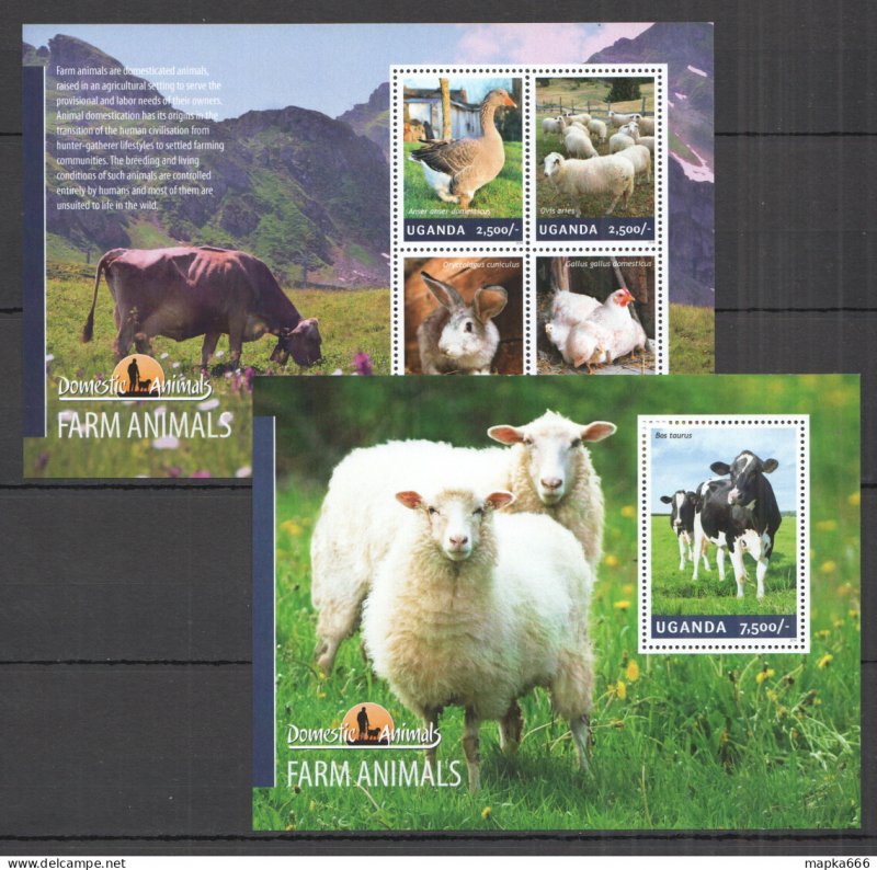 N0908 2014 Uganda Farm Animals Fauna Domestic Animals #3290-3+Bl465 Mnh