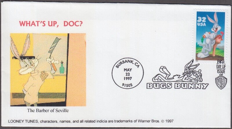 USA # 3137.12  FDC - BUGS BUNNY, WHOSE VOICE was JEWISH ACTOR MEL BLANC