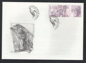 Slovakia #678  (2013 Stamp Day issue) with label on unaddressed FDC