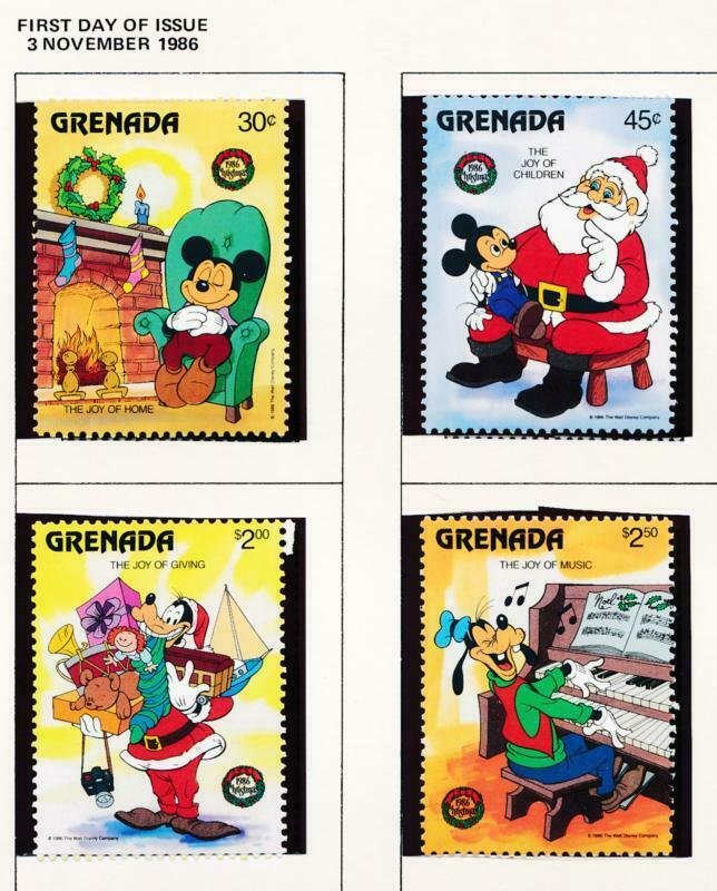 DISNEY GRENADA 1406-1415 MINT NH CHRISTMAS JOYS 1986