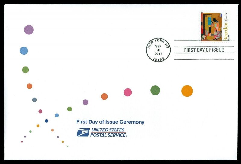 Scott 4569 Forever Romare Bearden First Day Cover with Ceremony Program Insert