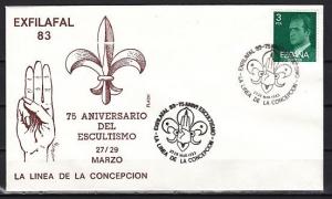 Spain, 27-29/MAR/83. Exfila 83, 75th Scout Anniversary cancel on Cachet Cover.