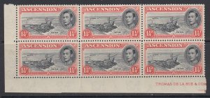 Ascension, Scott 42 (SG 40b), MNH part imprint block of four