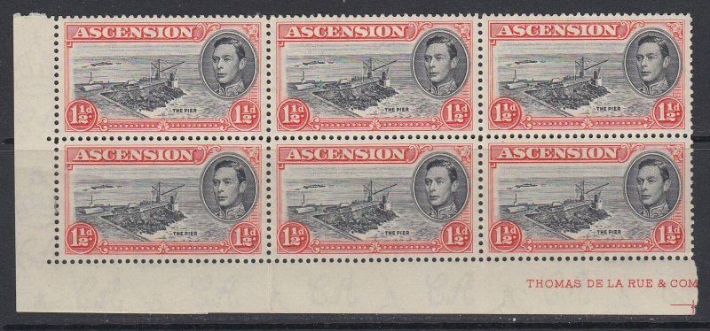 Ascension, Scott 42 (SG 40b), MNH part imprint block of four