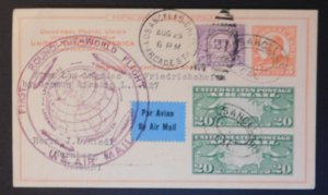 1929 Los Angeles USA Graf Zeppelin LZ 127 Around World Postcard cover to Germany