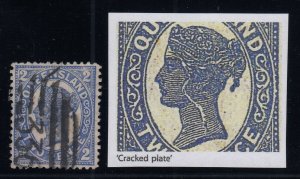 Queensland, SG 234a, used Cracked Plate variety