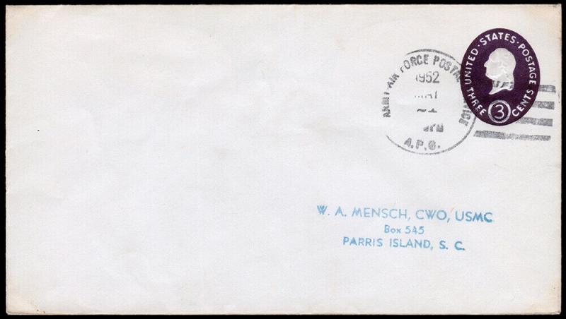 United States Scott U534c Die 3 Stamped Envelope (1950) Used VF B