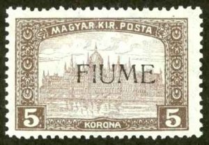 Fiume Sc# 19 MH 1918 5k Hungary Overprint