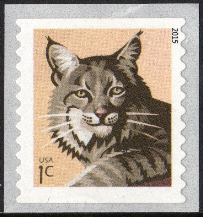 SC#4672a 1¢ Bobcat Coil Single (2015) SA
