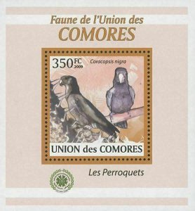 Parrot Bird Stamp Coracopsis Nigra Birds Tree Mini Sov. Sheet MNH