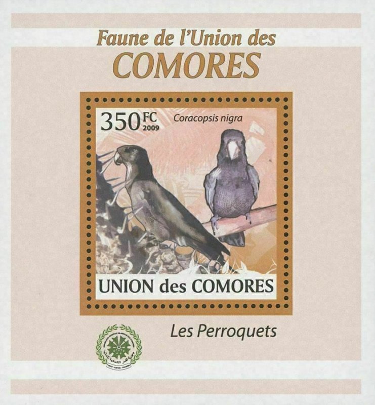 Parrot Bird Stamp Coracopsis Nigra Birds Tree Mini Sov. Sheet MNH