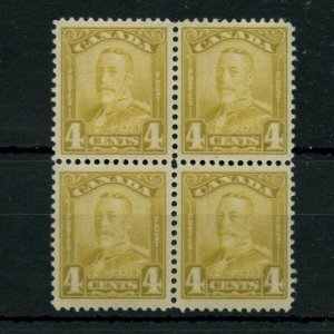 #152 VF BLOCK of 4, Cat $210, 2 MNH, 2MH, Very nice Canada mint 