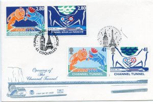 1994 Channel Tunnel Stuart First Day Cover Joint Issue 