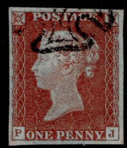 GB QV SG8, 1d red-brown PLATE 39, FINE USED. Cat £100. BLACK MX PJ