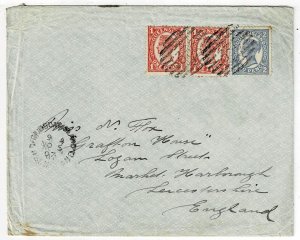 Queensland 1907 THURSDAY ISLAND barred 336 cancel on cover to England