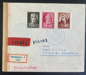 1944 Bratislava Slovakia Express Censored Cover To Prague Czechoslovakia