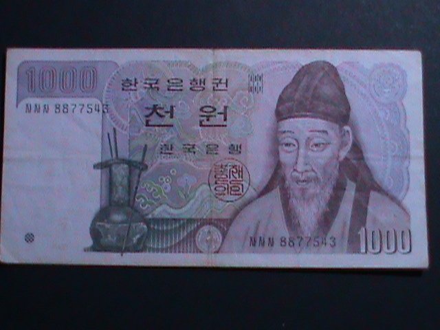 ​KOREA-BANK OF KOREA 1000 WON  LIGHT CIRCULATED VERY FINE WE SHIP TO WORLDWIDE