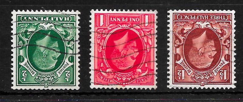 1934-36 KGV INVERTED WATERMARK SET OF 3, SG439wi-SG441wi. Fine Used