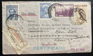 1941 Buenos Aires Argentina Airmail Cover to University Bloomington IN USA