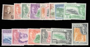 Dominica #122-136 Cat$56.85, 1951 George VI, complete set, lightly hinged