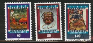 LIECHTENSTEIN Scott 1000-1002  CV $3 used CTO Tibet Art set