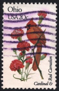 SC#1987A 20¢ State Birds & Flowers: Ohio; Perf 11¼ x 11 (1982) Used