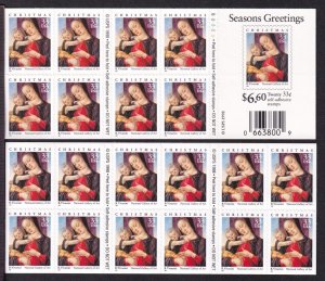 1999 Christmas Madonna Sc 3355a MINT pane of 20 plate number B2222