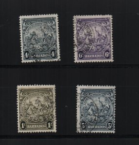 Barbados 1938-41 SG253-256a 4 used stamps