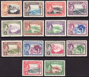 1938 - 1947 Dominica KGVI portrait complete set ML -NH Sc# 97 / 110 CV $54.00