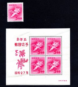 Japan 1952 Okinat Mask Stamp & Sheet #551 MNH CV $164