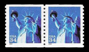 PCBstamps   US #3476 Coil Pair 64c(2x 34c)Statue of Liberty, MNH, (12)