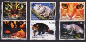 Tadjikistan 2000 DOMESTIC CATS Set (6) MNH