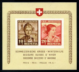 Switzerland #B116 (Mi. Block 6) Cat€120, 1941 Pro Juventute, imperf, souven...
