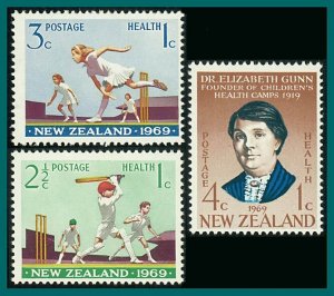 New Zealand 1969 Health Cricket, MNH #B77-B79,SG899-SG901