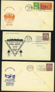 US CANAL ZONE 1930's FIVE PAQUEBOT POSTED AT SEA COVERS