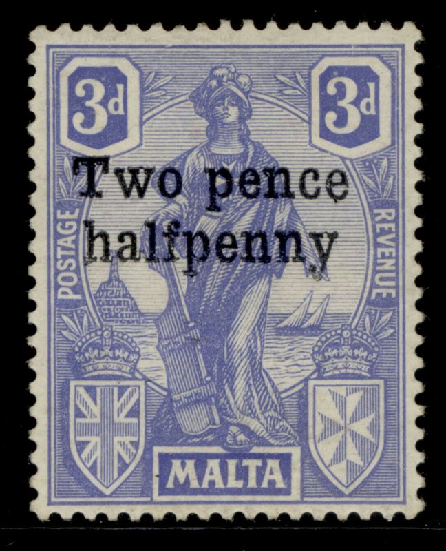 MALTA GV SG141, 2½d on 3d cobalt, M MINT.