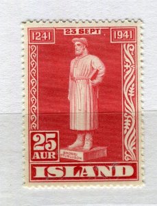 ICELAND; 1941 early Sturlason issue Mint hinged 25a. value