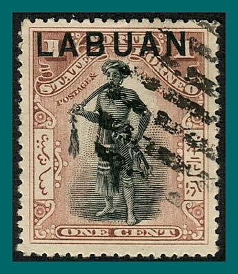 Labuan 1901 Dyak Chief, cancelled  #72a,SG89b