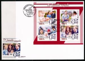 GUINEA 2016  THE ROYAL FAMILY KATE,WILLIAM,GEORGE & CHARLOTTE SHEET FDC