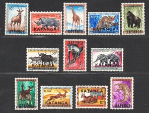 KATANGA 1960 Surcharged on Animal of Belgian Congo (12v Cpt) MNH CV$80