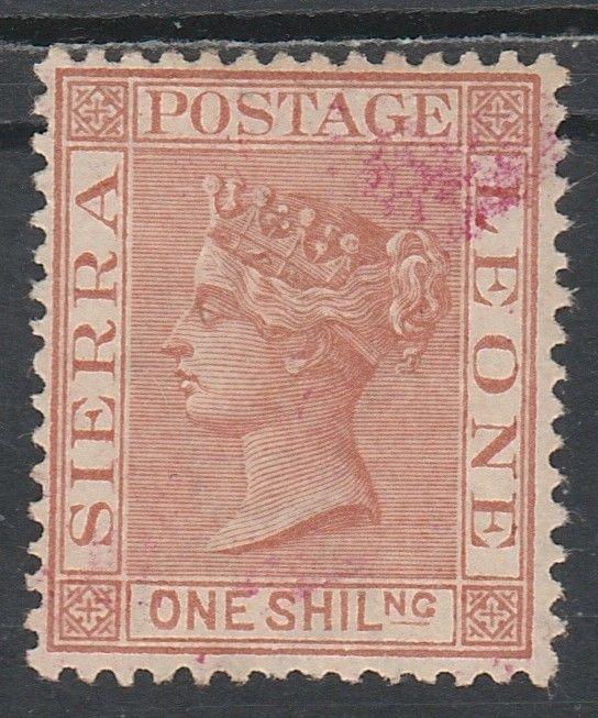 SIERRA LEONE 1884 QV 1/- WMK CROWN CA USED 