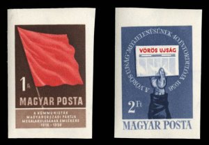 Hungary #1210-1211 Cat$15, 1958 Hungarian Communist Party, imperf. set of two...